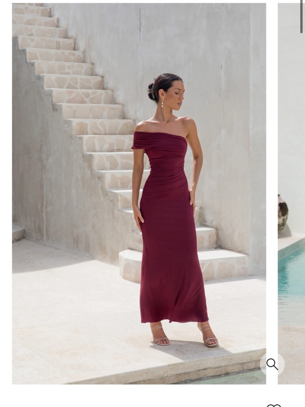 One-Shoulder Burgundy Maxi Dress